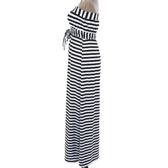 STRIPED Long Maxi Dress Strapless Sz S - NEW - Picture 4 of 6
